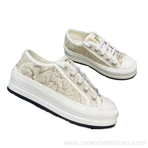 Unisex 2024 Designer Fashion Trend Thick-Soled Embroidered Lace-Up Shoes